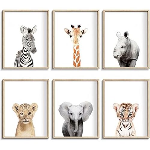 Nursery Baby Room Wall Art Decor, Jungle Nursery Baby Animals Nursery Decorations, Cute Nursery Safari Decor Baby Bedroom Decorate(8"x10", UNFRAMED)(Jungle)