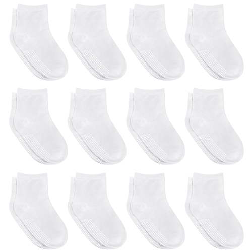 Debra Weitzner Non-Slip Toddler Socks With Grips for Baby Boys and Girls - Anti-Slip Crew Socks for Infant's and Kids, 12 Pairs