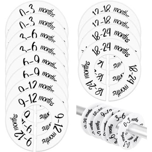 12PCS Baby Closet Dividers, Fits 1.5" Rod Round Baby Clothes Dividers Hanger, Babies Clothes Size Age Divider Nursery Closet Organizer from Newborn to Toddler, Unisex Babies Cloth Separators