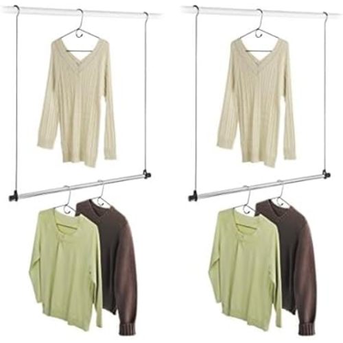 Whitmor Double Closet Rod - Heavy Duty Closet Organizer- Chrome (Pack of 2)