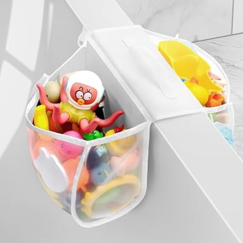 UNEEDE 2 Compartments Mesh Bath Toy Storage Organizer, an Upgraded