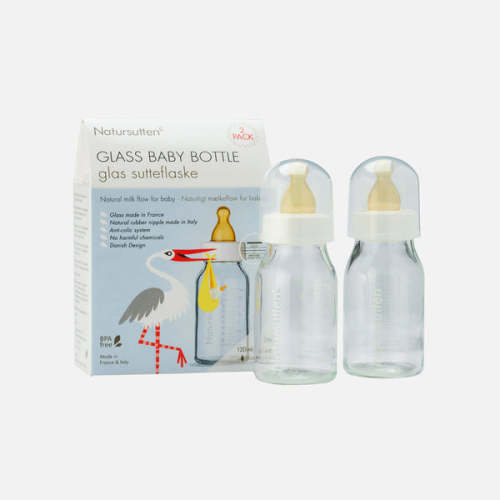 Glass and Natural Rubber Baby Bottles Small - 110ml - 2 pack                   – MamaOwl