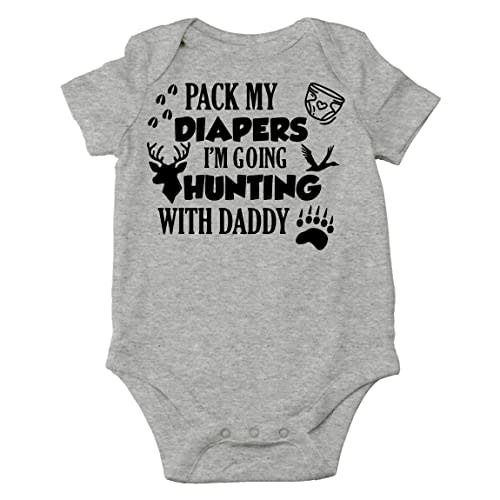 CBTwear Pack My Diapers I’m Going Hunting With Dad - Baby Clothes - Funny Newborn Bodysuit Outfits for Boys and Girls