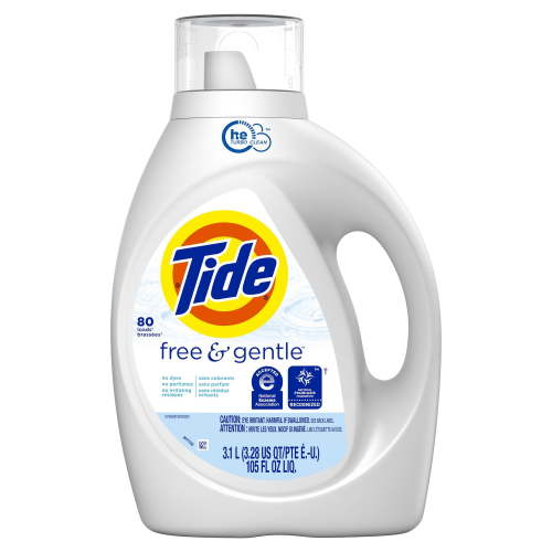 Tide Free & Gentle Liquid Laundry Detergent, HE Compatible, 3.1L