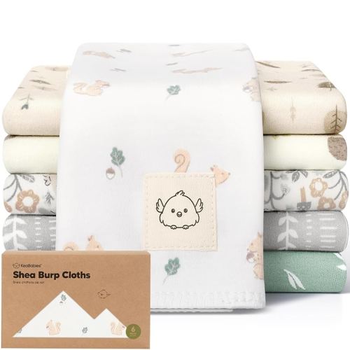 Organic Burp Cloths Baby Boy, Girl - 6-Pack Large Cotton Burping Cloths for Babies, Spit Up Rags, Super Absorbent, Ultra Soft Newborn Rag, Gender Neutral, Machine Washable, Durable (Prairie)