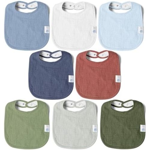 lulumoon Muslin Baby Bibs 100% Cotton Baby Bandana Drool Bibs for Teething and Drooling