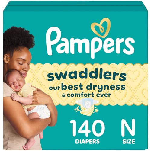 Pampers Swaddlers Diapers, Size 0 (up to 10 lbs), 140 Count, Absorbent, Keeps Baby Dry and Comfortable, Skin Safe Disposable Baby Diaper (Packaging May Vary)