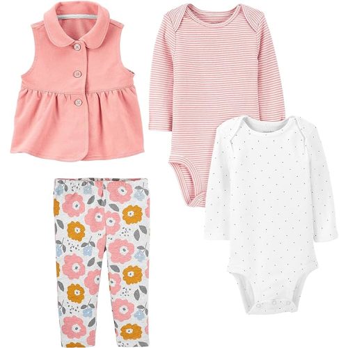  Simple Joys by Carter's Baby Girls' 6-Piece Bodysuits (Short  and Long Sleeve) and Pants Set, Aqua Green Elephant/Grey Dots/Pink  Stripe/White Forest Animals, Preemie: Clothing, Shoes & Jewelry