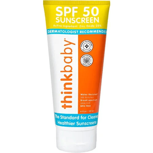 Thinkbaby SPF 50+ Baby Sunscreen – Safe, Natural Sunblock for Babies - Water Resistant Sun Cream – Broad Spectrum UVA/UVB Sun Protection – Vegan Mineral Sun Lotion, 6oz