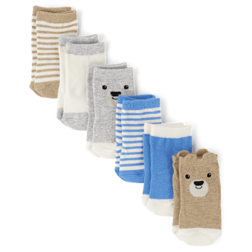 Baby Boys Bear Midi Socks 6-Pack - Multi