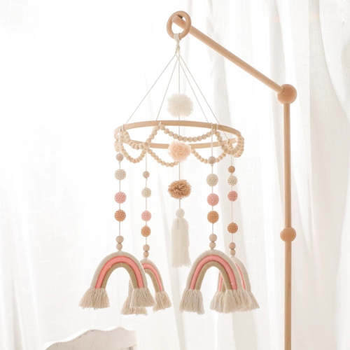 Sweet Dreams Baby Mobile - Pink & White Boho Rainbow
