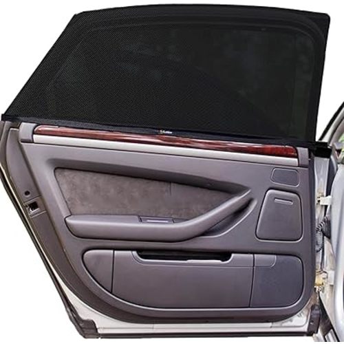 EcoNour Car Window Screens for Camping (Pack of 2) | 100% Protection from Bugs, UV and Mosquito Net | Breathable Mesh Baby Window Covers for Privacy Blackout (Medium 32"x16") | Car Window Accessories