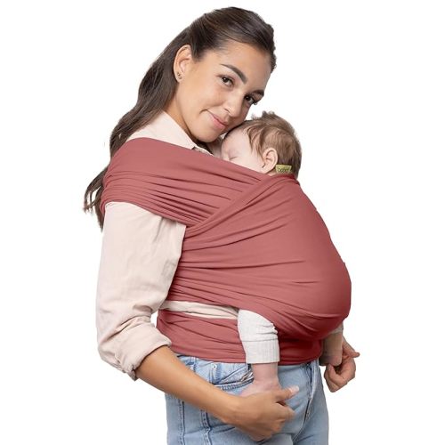 Baby Wrap Carrier Sling for Newborns to Toddlers - Stretchy Hands-Free Baby Carrier 7-35 lbs (Dusty Pink)