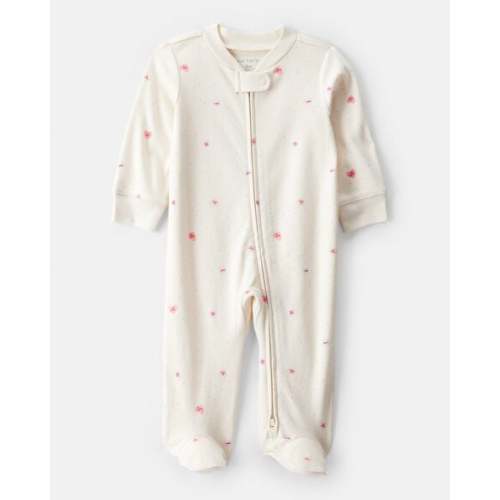 Baby Girl Valentine's Day Candy Heart 100% Cotton Snug Fit 2-Way Zip Sleep & Play Pajamas - Cream | Carter's