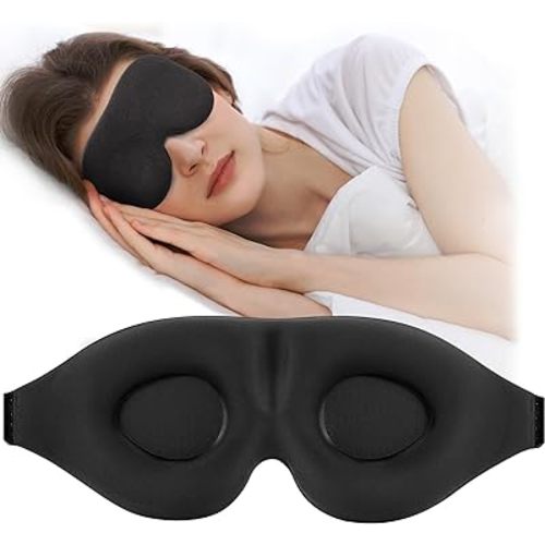 ZGGCD 3D Sleep Mask for Side Sleeper, Light Blocking Sleeping Eye Mask for Women Men, Contoured Cup Night Blindfold, Luxury Eye Cover Eye Shade with Adjustable Strap for Travel, Nap, Black