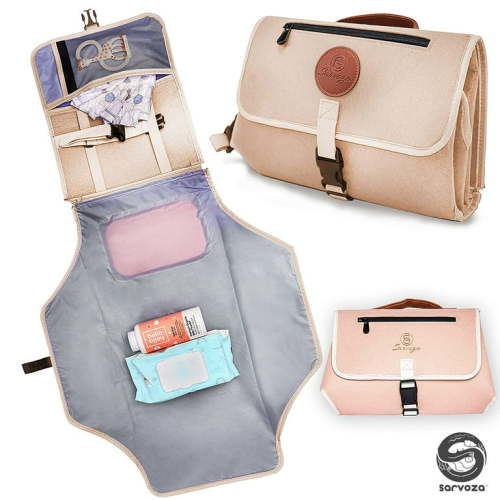 Sarvoza Portable Baby Changing Pad Travel Diaper Bag Mat Newborn Essentials Pink