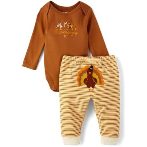 The Children's Place Baby My First,Long Sleeve Bodysuit and Pants, 2 Piece Set,