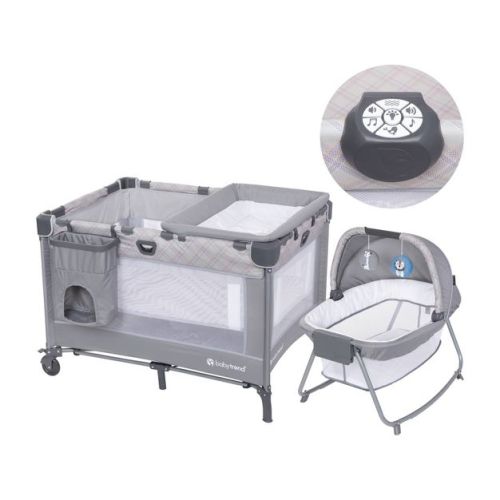 Baby Trend Lullaby Nursery Suite Ez-fold Playard With Portable Rocking Lounger - Madrid Plaid