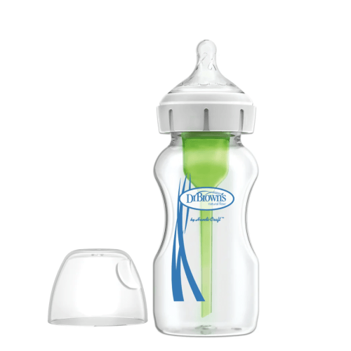 Dr. Brown’s Natural Flow® Anti-Colic Options+™ Wide-Neck Glass Baby Bottle, with Level 1 Slow Flow Nipple