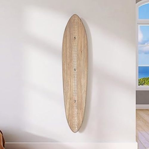 Headwaters Studio Wooden Growth Chart for Wall - Surfboard Wall Decor, Growth Chart for Wall Wood, Wooden Surfboard Wall Art, Wood Surf Board Decor for Room, Surfboard for Wall - No Wave (9.5"x46")