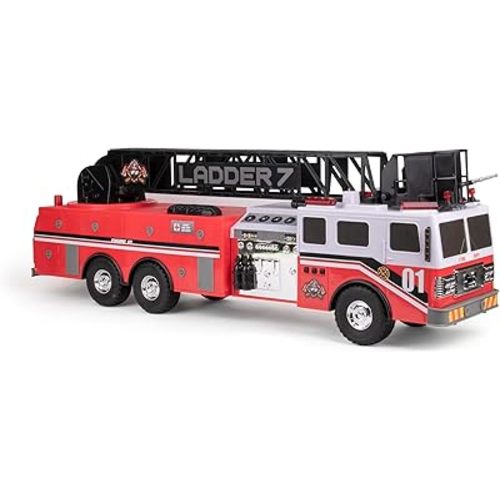 Mighty Fleet Titans 29" Jumbo Toy Fire Truck – Realistic Flashing Lights, Siren Sounds & Extendable Rotating Ladder – Durable, Interactive Vehicle Toy for Kids Ages 3+
