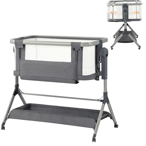 BOSEDSANG 3 in 1 Baby Bassinet,Rocking Bassinet,Bedside Bassinet with Wheels and Adjustable Height,Bedside Sleeper with Breathable Mesh and Mattress,Baby Crib for Newb (1, Triangular)