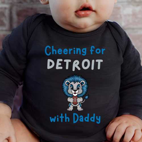 Baby Bodysuit Detroit Football Gear Watching with Mommy or Daddy Outfit First Tailgate Season Newborn Outfit Custom Baby Lion Clothes Gift