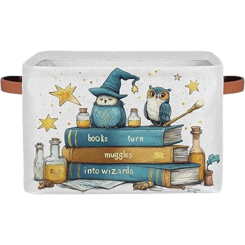 Book Basket for Kids Collapsible Rectangle Back to School Shelf Baskets Toy Storages Box Organizer for Room Closet Home Kindergarten