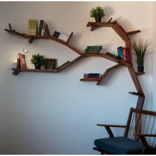 Handcrafted Wooden Tree Art Wall BookShelves