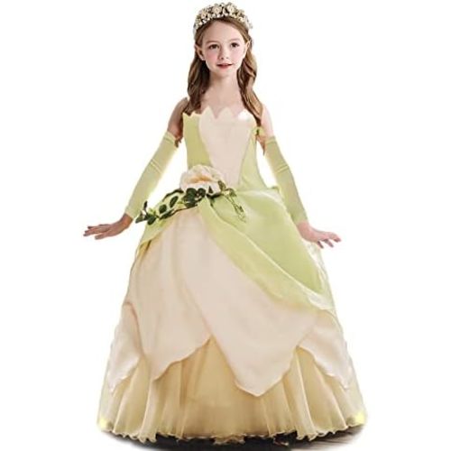 Princess Tinker Bell Halloween Costume for Girls, Birthday Party Fairy Dress Up, Special Occasion Dress with Wings