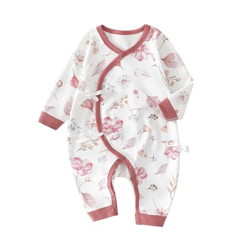 Cherie Kids 100% Organic Cotton Soft 0-6 Months Unisex Footless Newborn Baby Sleepers Pajamas Romper Boys Girls Long Sleeve