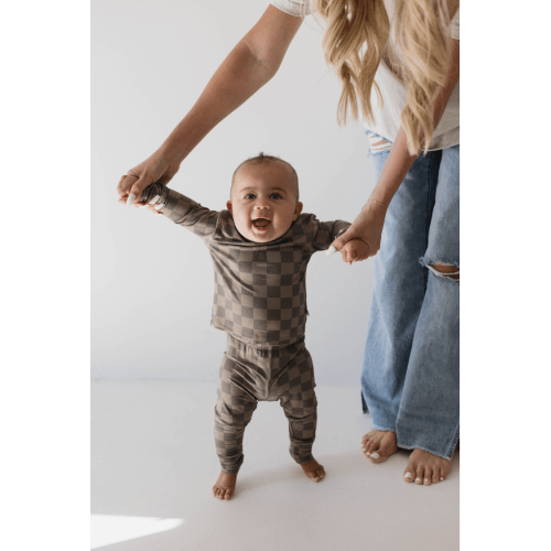 Sleepy Time Set | Faded Brown Checkerboard