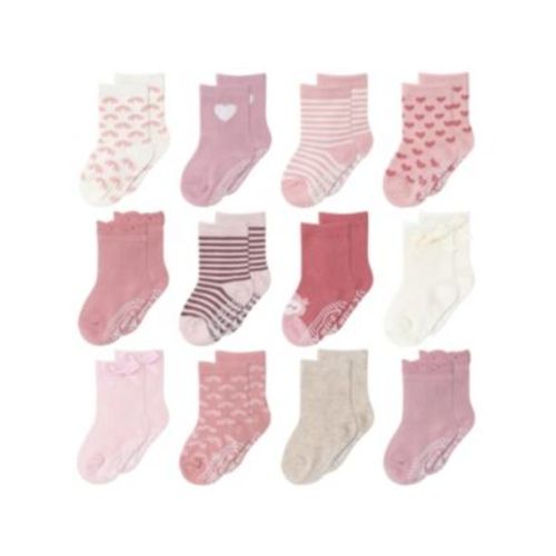 Baby Girls 12pk Cotton Socks, Blush/Mauve