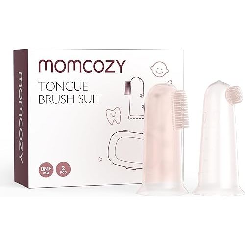 Momcozy Silicone Finger Toothbrush for Baby, Baby Finger Toothbrush for Training Teething, Infant Toothbrush, Toddler Toothbrush Baby Oral Cleaner, 2 Pcs