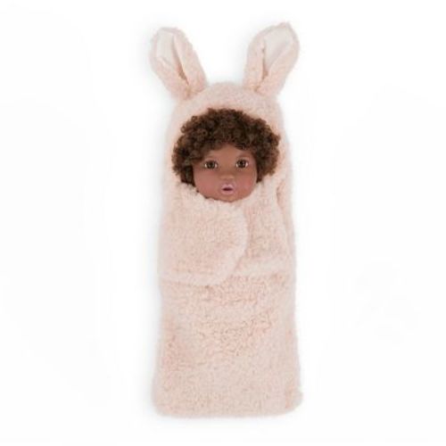 LullaBaby 14" Baby Doll with Curly Brown Hair & Brown Eyes with Cuddler Wrap