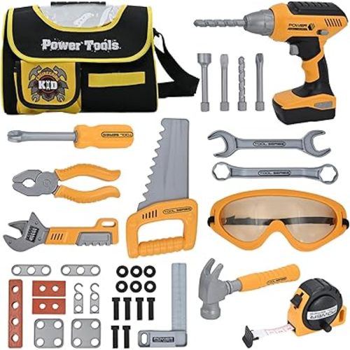 Kids Tool Set for Boys,Toddler Tool Set with Kids Tool Bag & Electronic Toy Drill,Construction Pretend Play Tools for Kids ,Toys for 3 4 5 Year Old Boys,Toddler Boy Toys