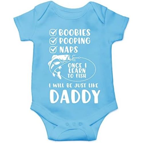 CBTwear Once I Learn to Fish I Will Be Like Daddy - Baby Clothes - Funny Newborn Bodysuit Outfits for Boys and Girls