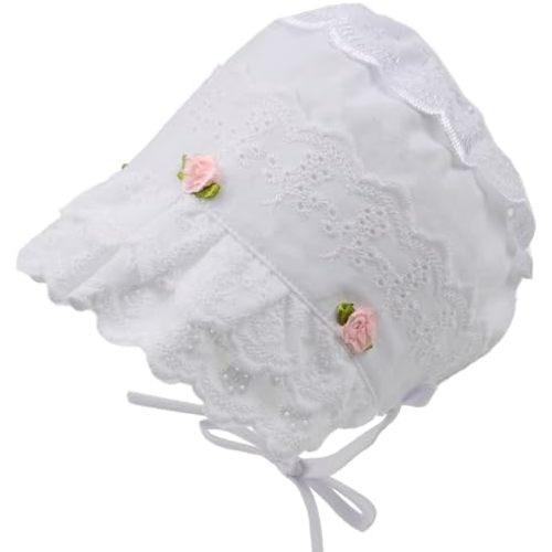 HOOLCHEAN Baby Girls 100% Cotton Bonnet Infant Soft Double Layer Sun Hat Lace Embroidery Floral Cap with Chin Strap