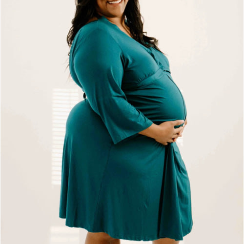 Lila Labor & Postpartum Gown in Deep Teal