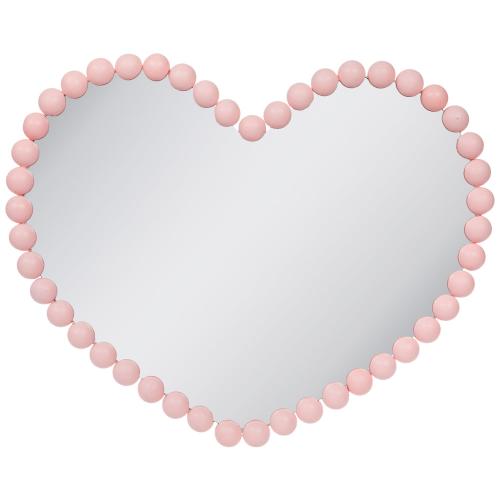 Pink Beaded Heart Wall Mirror