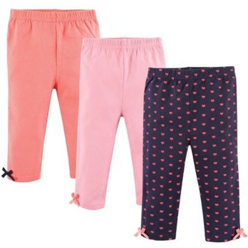 Hudson Baby Infant and Toddler Girl Cotton Leggings 3pk, Hearts