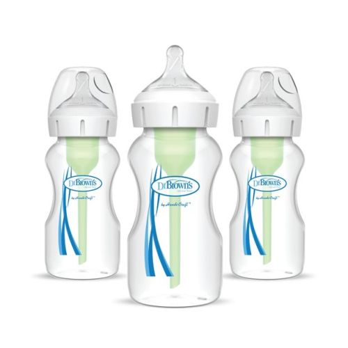 Dr. Brown's 9oz Anti-colic Options+ Wide-neck Baby Bottle With Level 1 Slow Flow Nipple - 3pk - 0m+