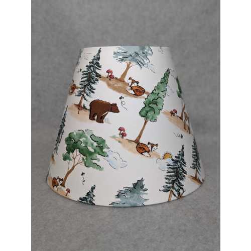 Forest animal lamp shade.  Nursery.  deer, bear, fox, bird, flowers, trees.  Shades are 9.5" x 5" x 7" tall