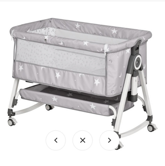 Advwin 3 in 1 Baby Bassinets Height Adjustable Co-Sleeper Bedside Crib Cot with Mattress & Mosquito Net Light Grey