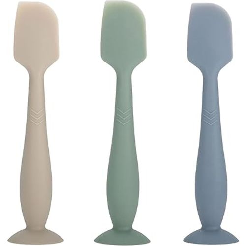 3 Pack Baby Diaper Cream Spatula Applicator, Soft Silicone Baby Butt Paste Spatula Diaper Cream Brush with Suction Cup Base (Beige, Sage, Blue)