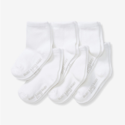 Burt's Bees Baby Unisex Baby Socks Ankle or Crew Height Made with Soft Organic Cotton, 6 Packs with Non-Slip Grips for Babies