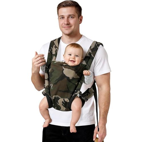 Baby Carrier for Dad (7-30lbs)-Military Stylish Infant Holder Carriers Newborn to Toddler, Men Baby Carrier with Windproof Cap, One Size Fits All, Camouflage
