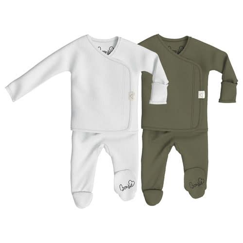 Baby Bundle Footie - Milk + Oliveyou Twin Pack | Bonsie