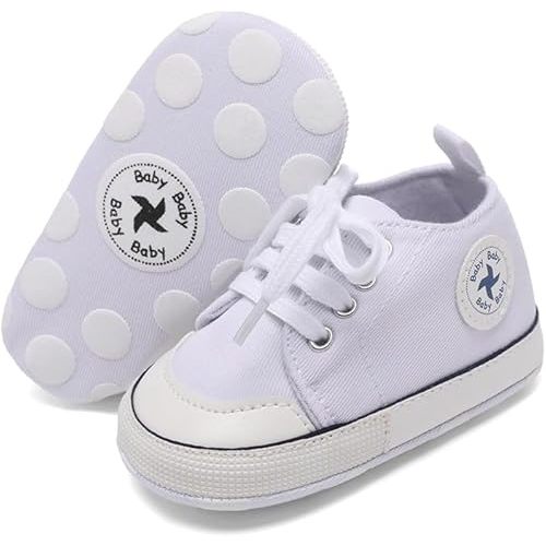 Baby Girls Boys Shoes Soft Anti-Slip Sole Newborn First Walkers High Top Canvas Denim Unisex Infant Sneaker