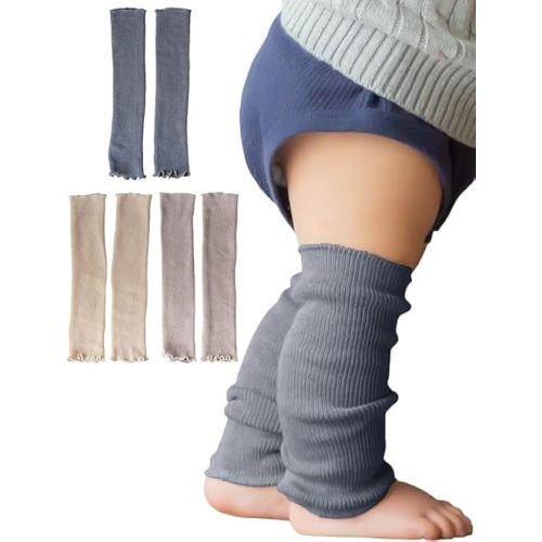 SOWAN 5 Pairs of Leg Warmers Baby Toddler Ribbed Leggings Kneepads Crawling Boys Girls 100% Organic Cotton -Japan Brand-